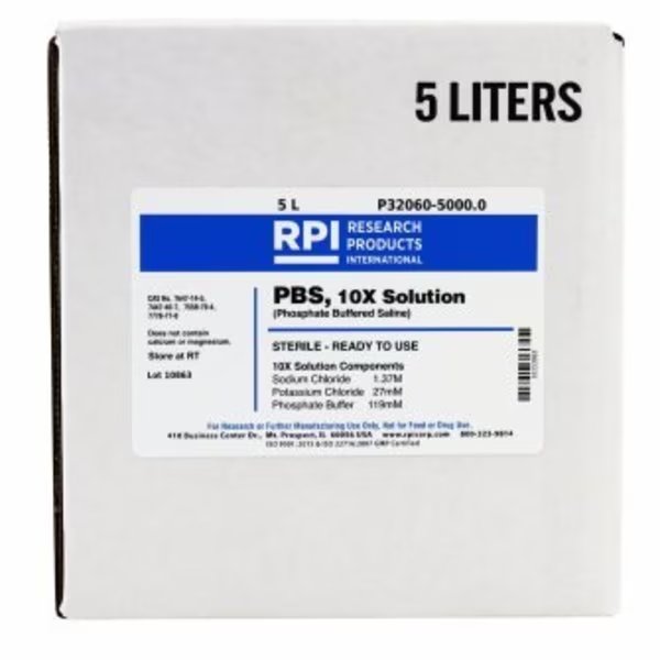 Phosphate Buffered Saline, 5 L, Rpi, Mfr#: P32060-5000.0